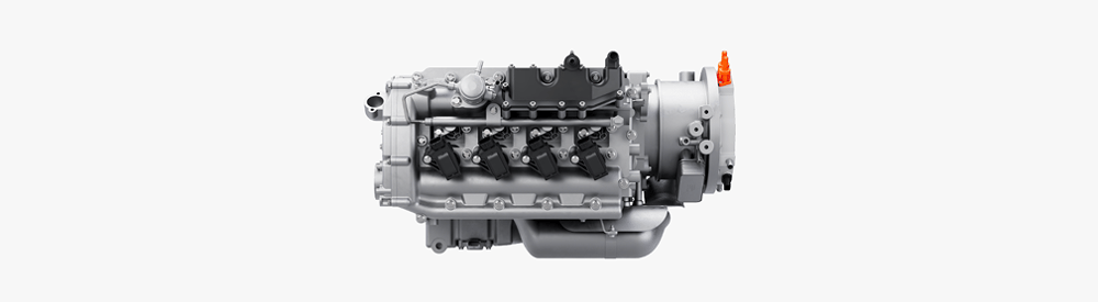 A profile view of an engine