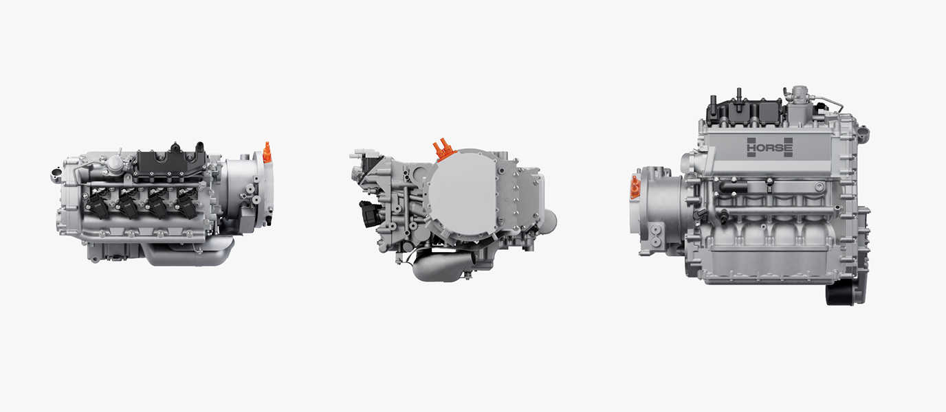 Three different angles of an engine called Horse C15 